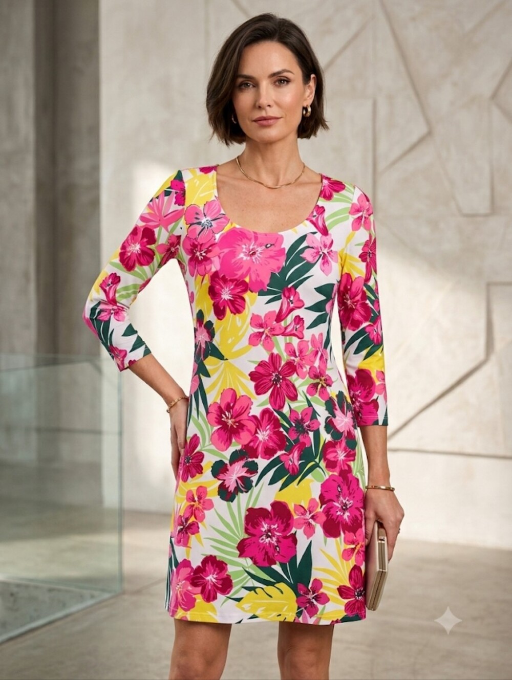 Cappagallo Bright Pink Yellow Floral Print Lightweigth Travel Casual Cruise XS